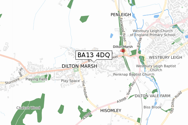 BA13 4DQ map - small scale - OS Open Zoomstack (Ordnance Survey)