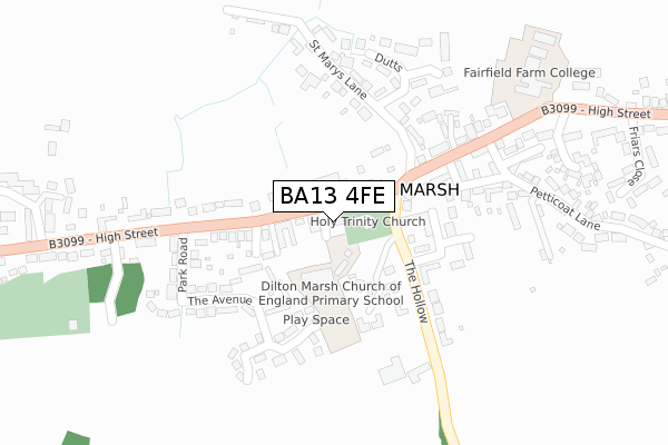 BA13 4FE map - large scale - OS Open Zoomstack (Ordnance Survey)