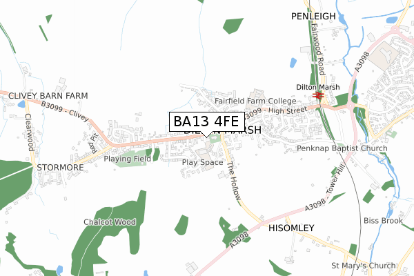 BA13 4FE map - small scale - OS Open Zoomstack (Ordnance Survey)