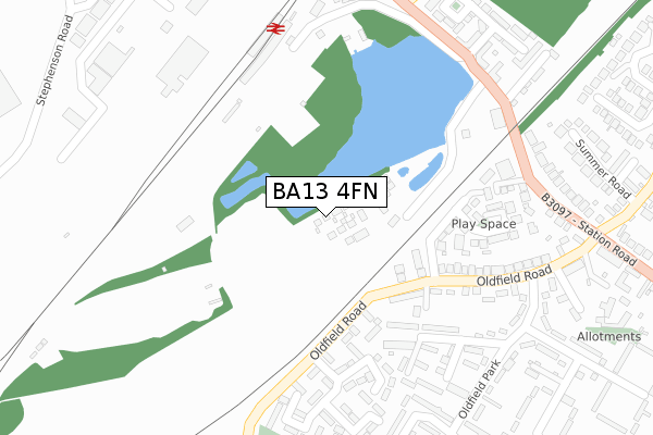 BA13 4FN map - large scale - OS Open Zoomstack (Ordnance Survey)