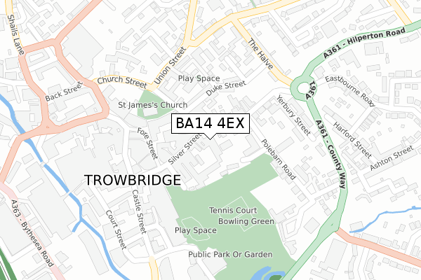 BA14 4EX map - large scale - OS Open Zoomstack (Ordnance Survey)