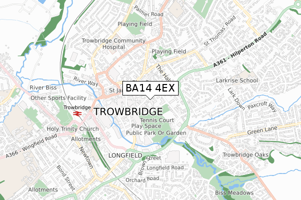 BA14 4EX map - small scale - OS Open Zoomstack (Ordnance Survey)