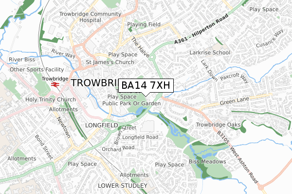 BA14 7XH map - small scale - OS Open Zoomstack (Ordnance Survey) BA14 7XH map - small scale - OS Open Zoomstack (Ordnance Survey)