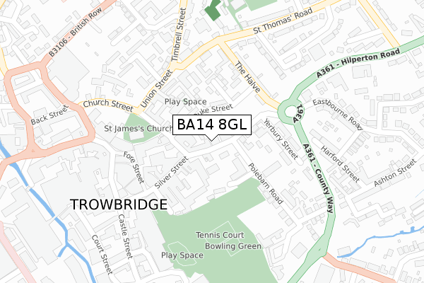 BA14 8GL map - large scale - OS Open Zoomstack (Ordnance Survey)