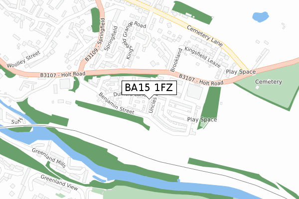 BA15 1FZ map - large scale - OS Open Zoomstack (Ordnance Survey)
