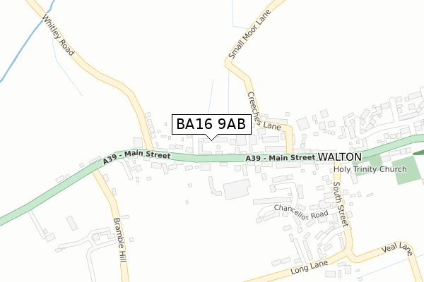 BA16 9AB map - large scale - OS Open Zoomstack (Ordnance Survey)