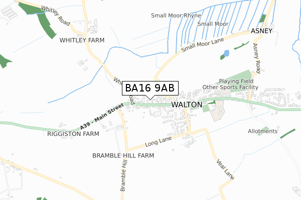 BA16 9AB map - small scale - OS Open Zoomstack (Ordnance Survey)