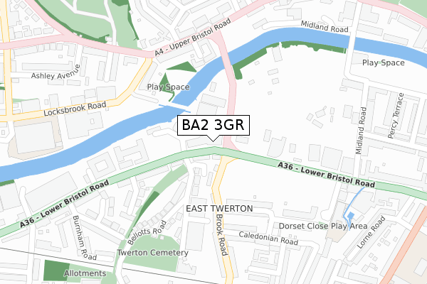 BA2 3GR map - large scale - OS Open Zoomstack (Ordnance Survey)