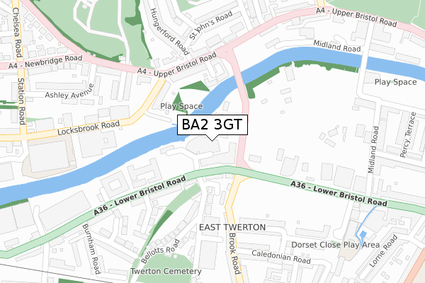BA2 3GT map - large scale - OS Open Zoomstack (Ordnance Survey)