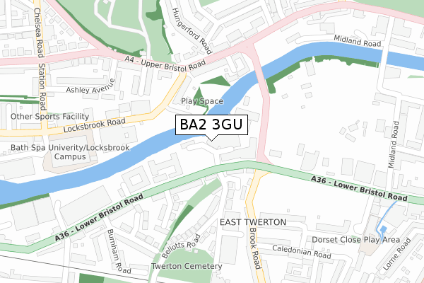 BA2 3GU map - large scale - OS Open Zoomstack (Ordnance Survey)
