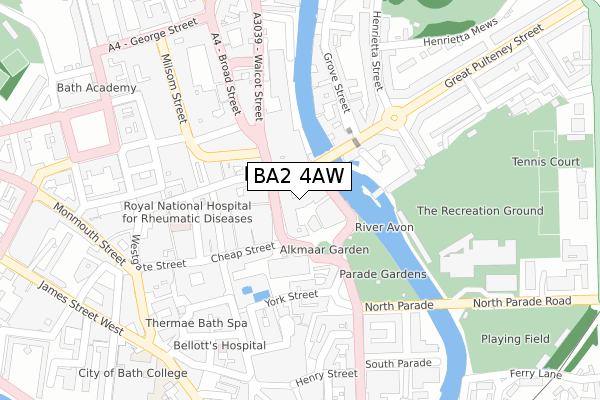 BA2 4AW map - large scale - OS Open Zoomstack (Ordnance Survey)