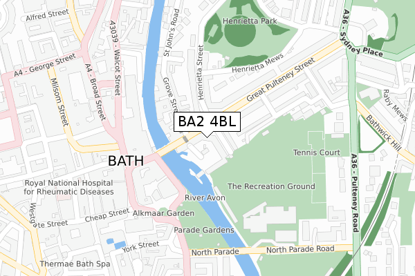 BA2 4BL map - large scale - OS Open Zoomstack (Ordnance Survey)