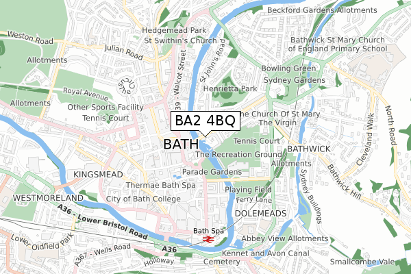 BA2 4BQ map - small scale - OS Open Zoomstack (Ordnance Survey)