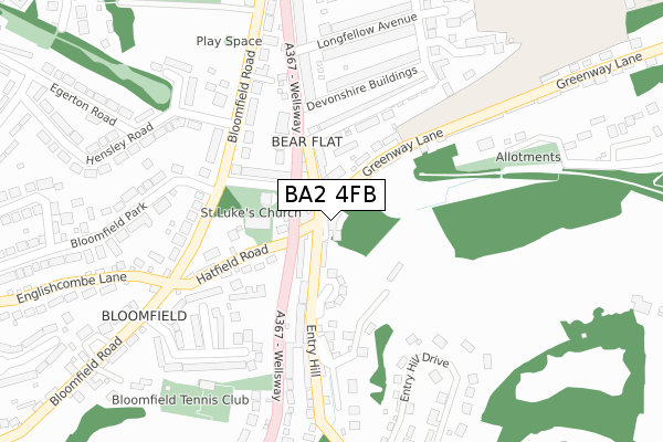 BA2 4FB map - large scale - OS Open Zoomstack (Ordnance Survey)