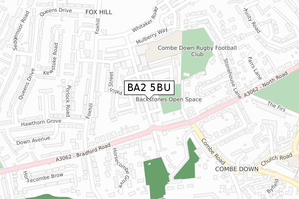 BA2 5BU map - large scale - OS Open Zoomstack (Ordnance Survey)