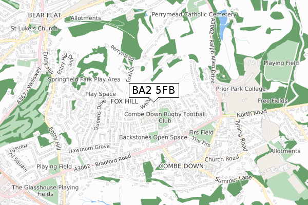 BA2 5FB map - small scale - OS Open Zoomstack (Ordnance Survey)