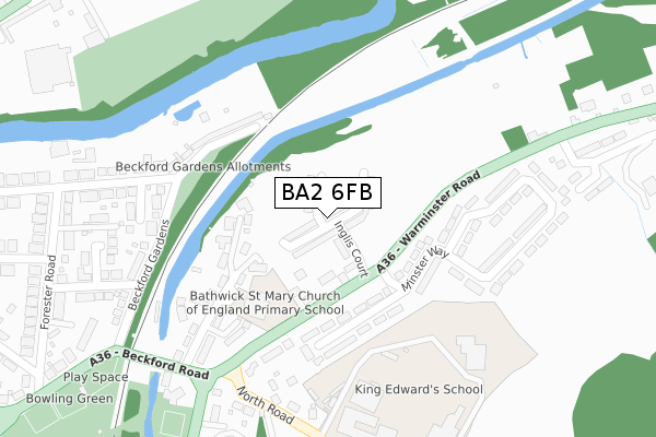 BA2 6FB map - large scale - OS Open Zoomstack (Ordnance Survey)