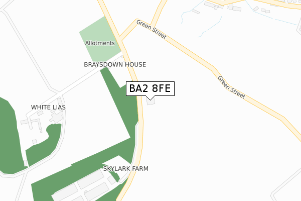 BA2 8FE map - large scale - OS Open Zoomstack (Ordnance Survey)