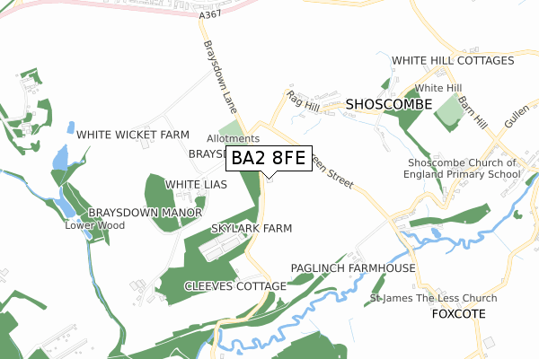 BA2 8FE map - small scale - OS Open Zoomstack (Ordnance Survey)
