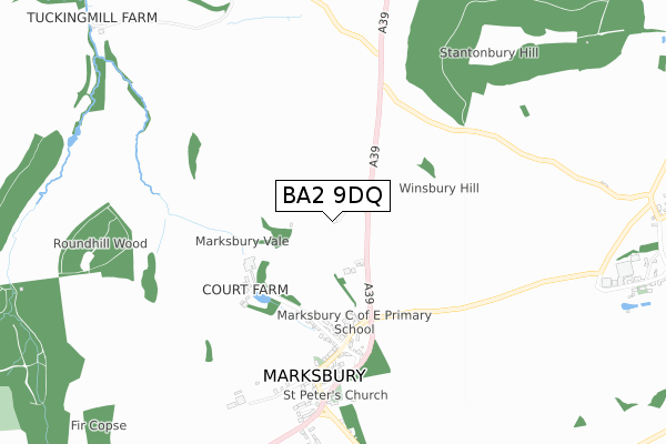 BA2 9DQ map - small scale - OS Open Zoomstack (Ordnance Survey)