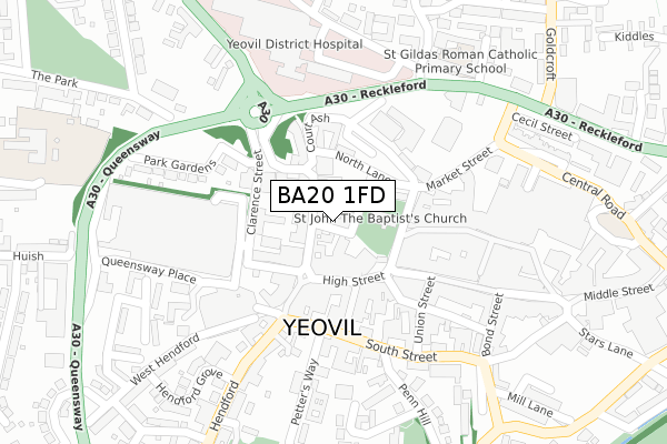 BA20 1FD map - large scale - OS Open Zoomstack (Ordnance Survey)