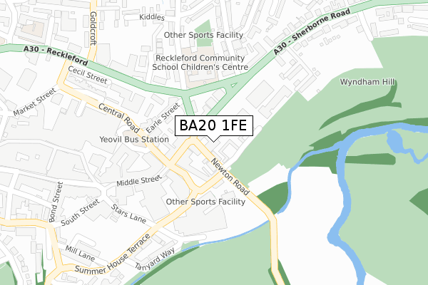 BA20 1FE map - large scale - OS Open Zoomstack (Ordnance Survey)