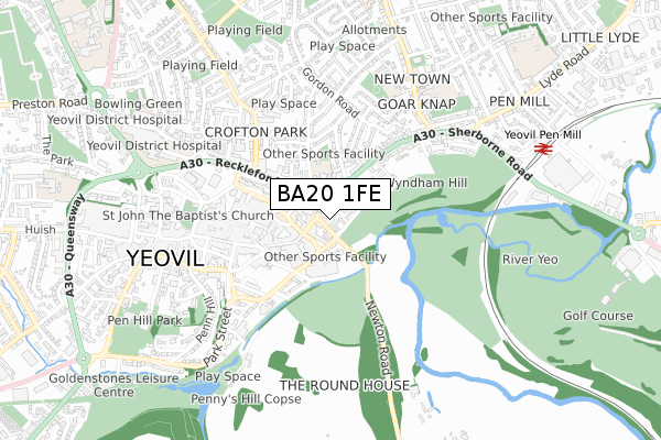 BA20 1FE map - small scale - OS Open Zoomstack (Ordnance Survey)