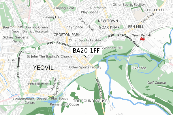 BA20 1FF map - small scale - OS Open Zoomstack (Ordnance Survey)