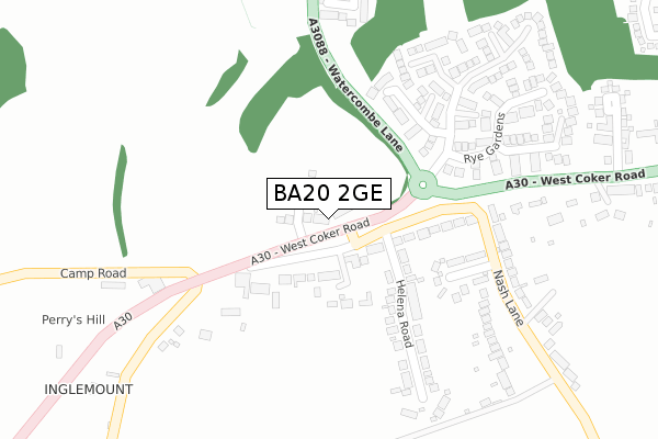 BA20 2GE map - large scale - OS Open Zoomstack (Ordnance Survey)