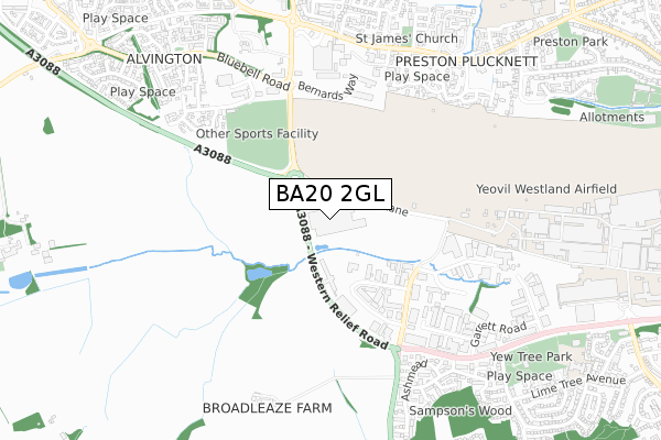 BA20 2GL map - small scale - OS Open Zoomstack (Ordnance Survey)