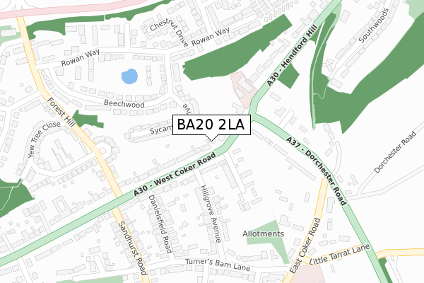BA20 2LA map - large scale - OS Open Zoomstack (Ordnance Survey)