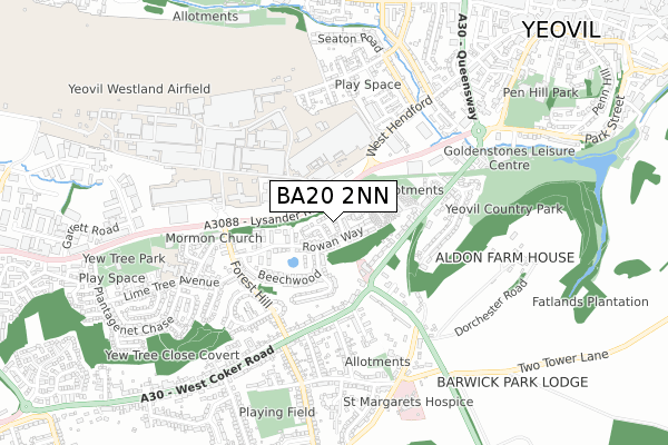 BA20 2NN map - small scale - OS Open Zoomstack (Ordnance Survey)