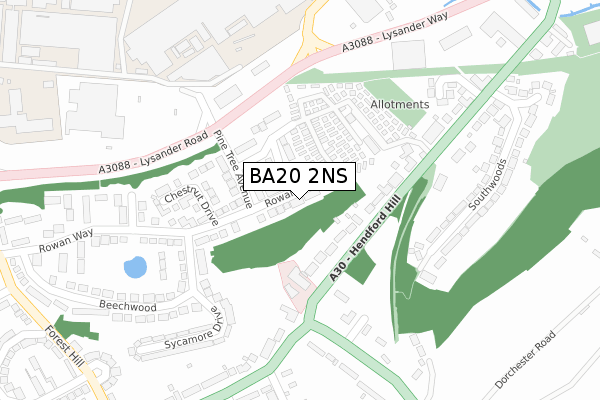 BA20 2NS map - large scale - OS Open Zoomstack (Ordnance Survey)