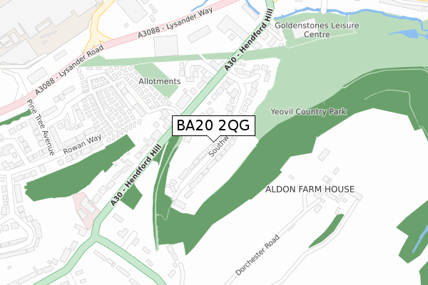 BA20 2QG map - large scale - OS Open Zoomstack (Ordnance Survey)