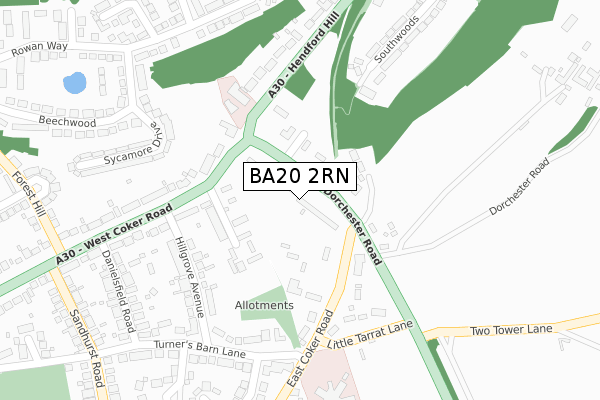 BA20 2RN map - large scale - OS Open Zoomstack (Ordnance Survey)