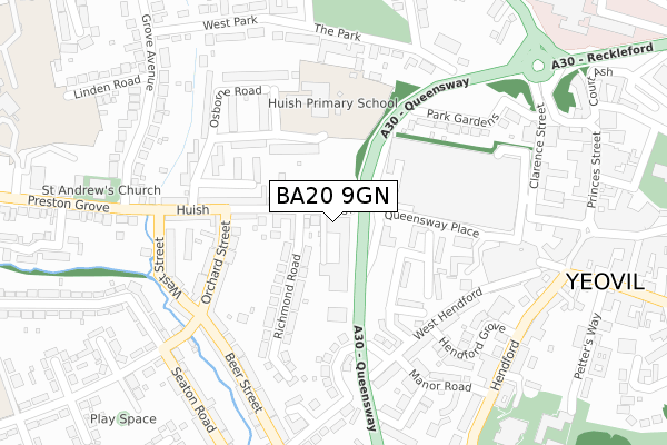 BA20 9GN map - large scale - OS Open Zoomstack (Ordnance Survey)