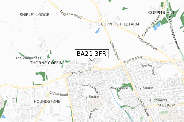 BA21 3FR map - small scale - OS Open Zoomstack (Ordnance Survey)