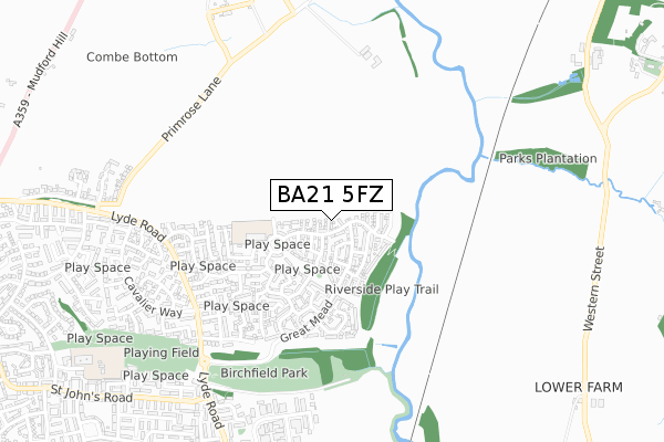 BA21 5FZ map - small scale - OS Open Zoomstack (Ordnance Survey) BA21 5FZ map - small scale - OS Open Zoomstack (Ordnance Survey)