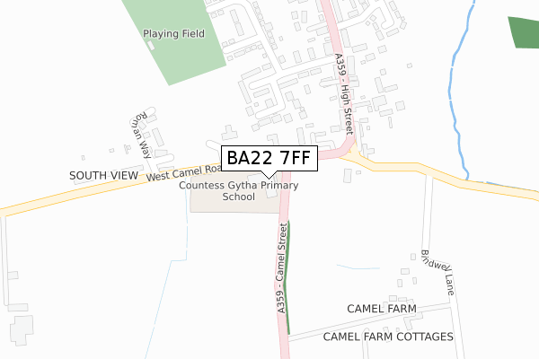BA22 7FF map - large scale - OS Open Zoomstack (Ordnance Survey)