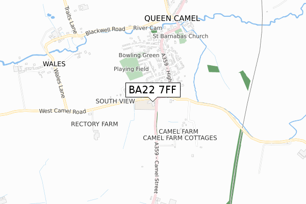 BA22 7FF map - small scale - OS Open Zoomstack (Ordnance Survey)