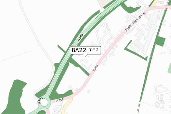 BA22 7FP map - large scale - OS Open Zoomstack (Ordnance Survey)