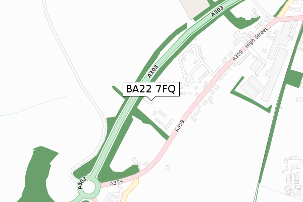 BA22 7FQ map - large scale - OS Open Zoomstack (Ordnance Survey)