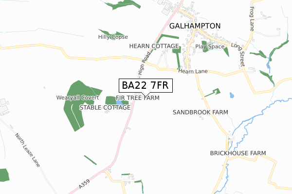 BA22 7FR map - small scale - OS Open Zoomstack (Ordnance Survey)