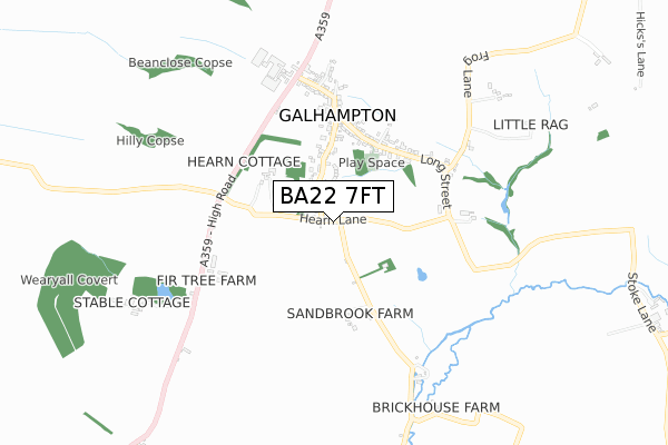 BA22 7FT map - small scale - OS Open Zoomstack (Ordnance Survey)