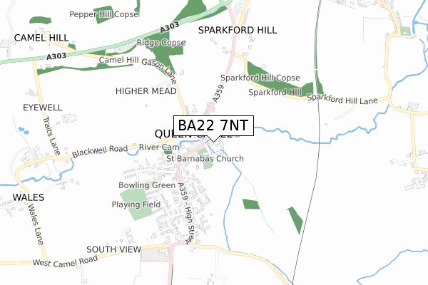 BA22 7NT map - small scale - OS Open Zoomstack (Ordnance Survey)