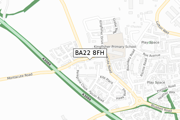 BA22 8FH map - large scale - OS Open Zoomstack (Ordnance Survey)