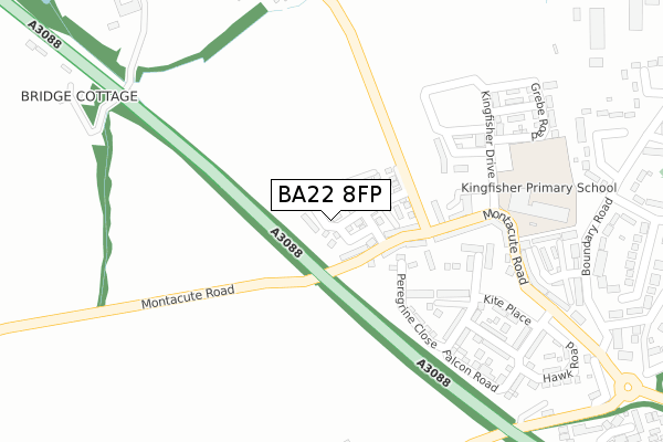 BA22 8FP map - large scale - OS Open Zoomstack (Ordnance Survey)