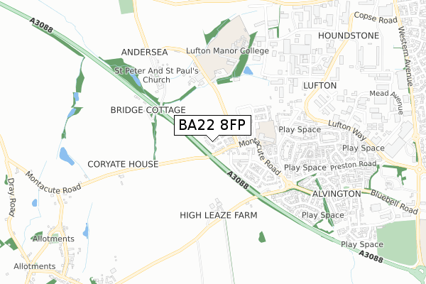 BA22 8FP map - small scale - OS Open Zoomstack (Ordnance Survey)