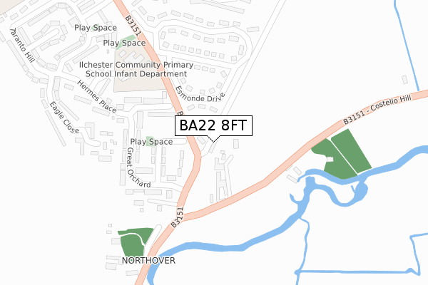 BA22 8FT map - large scale - OS Open Zoomstack (Ordnance Survey)