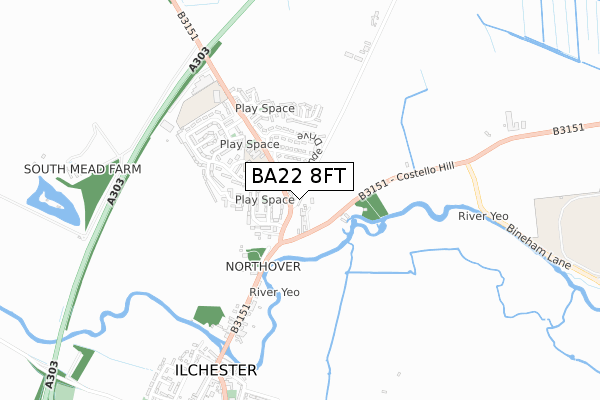 BA22 8FT map - small scale - OS Open Zoomstack (Ordnance Survey)